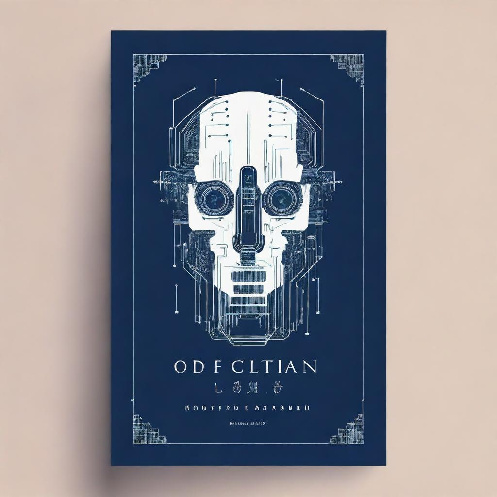 Design a minimalistic cover for a fantasy book about artificial intelligence