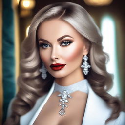 A depiction of a confident and glamorous Russian adult film actress