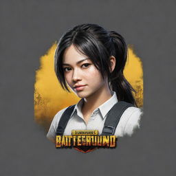 A gaming-style logo prominently featuring the name 'DLIN.PUBG', with elements that reflect the themes of Player Unknown's Battleground and feminine touches to designate the girl gaming concept.