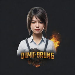 A gaming-style logo prominently featuring the name 'DLIN.PUBG', with elements that reflect the themes of Player Unknown's Battleground and feminine touches to designate the girl gaming concept.