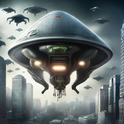 Create a photorealistic film poster with the text 'Alien Invasion' prominently displayed as the title