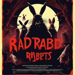 A horror-comedy movie poster for a film titled 'Rabid Rabbits'