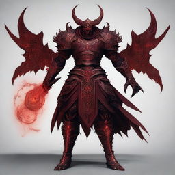 A demon wearing armor that resembles a crimson eclipse