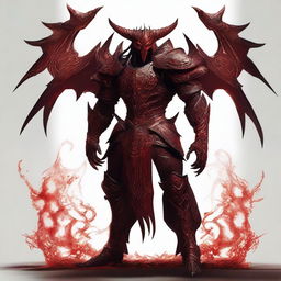 A demon wearing armor that resembles a crimson eclipse