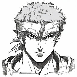 A detailed headshot of a character from the Berserk anime, featuring more pencil lines to emphasize the sketch-like quality