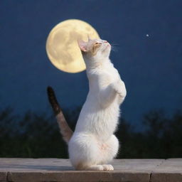 A graceful and enchanting cat showcased in a captivating dance, surrounded by the soft glow of the moon.