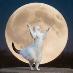 A graceful and enchanting cat showcased in a captivating dance, surrounded by the soft glow of the moon.