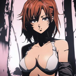 A provocative and intense scene featuring Makima from Chainsaw Man