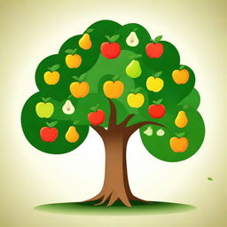 Create an image of a tree whose fruits are various symbols of the Indian economy