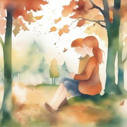 A watercolor painting of a beautiful cover featuring an autumn forest