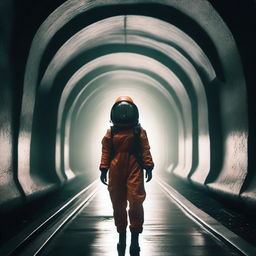 A cover for a Wattpad story featuring a lone woman wearing a Russian hazard suit