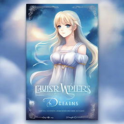 Design a book cover for 'Whispers of Azure Dreams,' a fanfiction filled with heroes and mystery