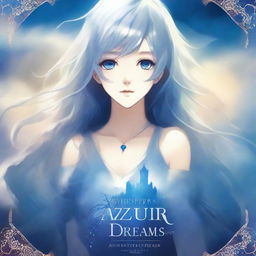 Design a book cover for 'Whispers of Azure Dreams,' a fanfiction filled with heroes and mystery