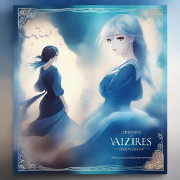 Design a book cover for 'Whispers of Azure Dreams,' a fanfiction filled with heroes and mystery