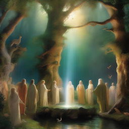 A mystical scene depicting the founding of eternal youth and immortality