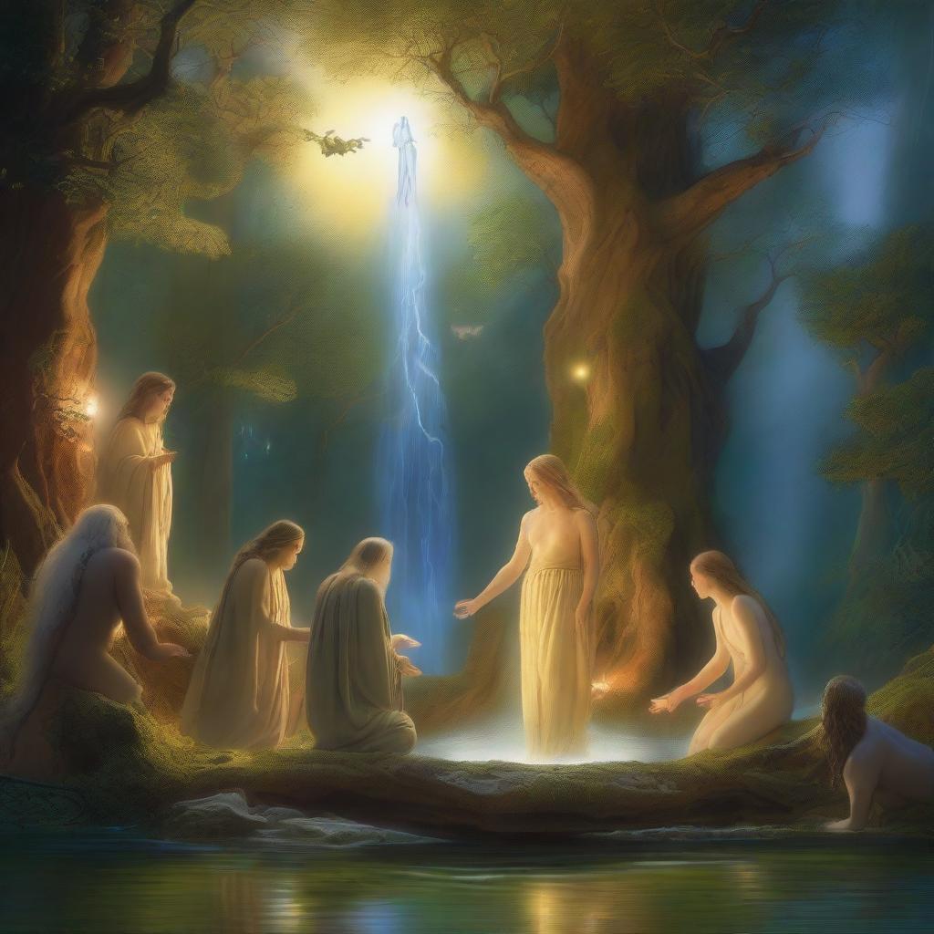 A mystical scene depicting the founding of eternal youth and immortality