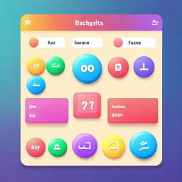 A vibrant and engaging quiz interface with colorful buttons, playful icons, and a cheerful background