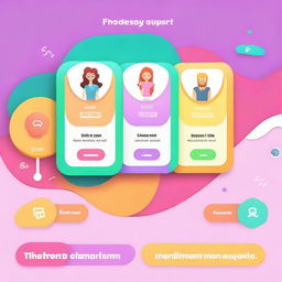 A vibrant and engaging quiz interface with colorful buttons, playful icons, and a cheerful background