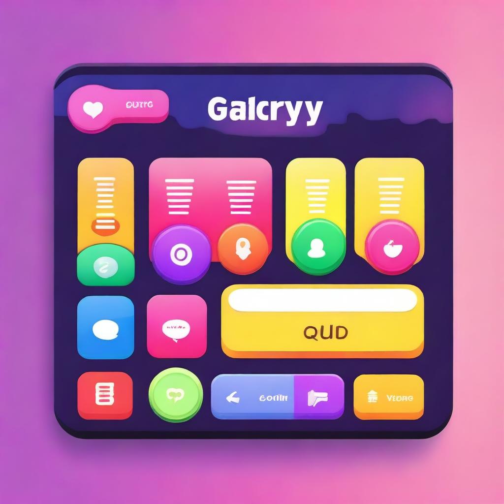 Design a quiz interface that is vibrant and engaging, featuring colorful buttons, playful icons, and a cheerful background