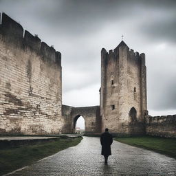 A semi-cloudy day in Cluj featuring the imposing fortress walls