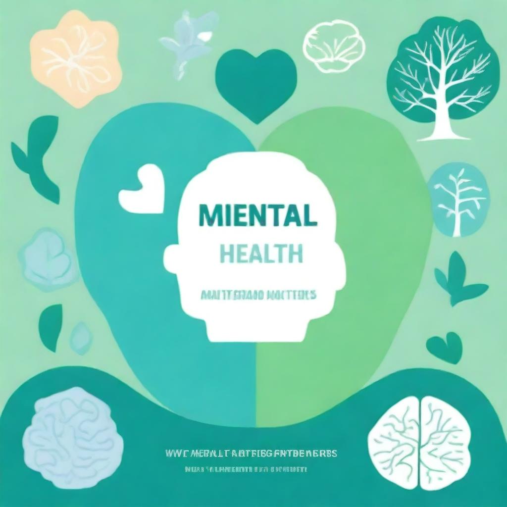 A cover page on mental health featuring calming and soothing colors like blue and green