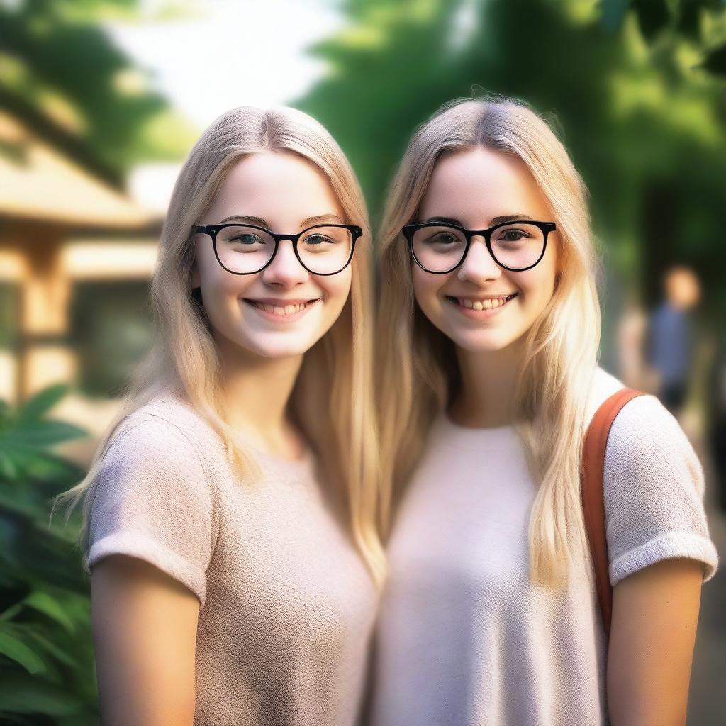 A realistic photograph of two girls