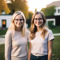 A realistic photograph of two girls