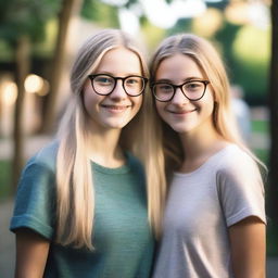 A realistic photograph of two girls