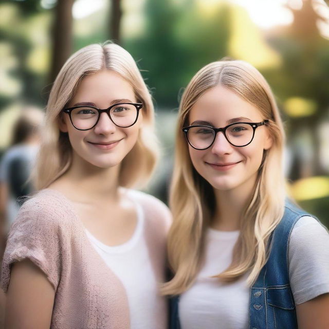 A realistic photograph of two girls