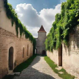 A semi-cloudy day in Cluj, featuring the historic fortress walls