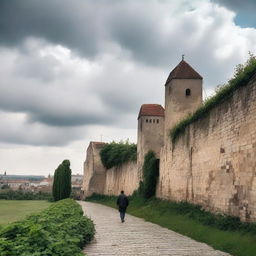 A semi-cloudy day in Cluj, featuring the historic fortress walls