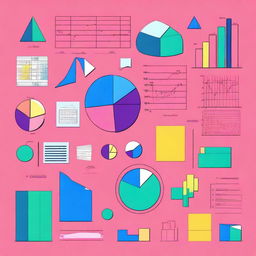 A vibrant and engaging cover for a math project titled 'Mathematics Project' featuring various graphs, charts, and mathematical symbols