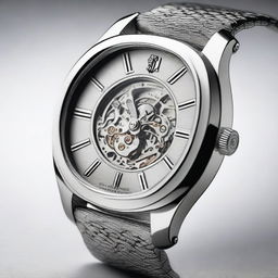 A detailed rear view of the Carans wristwatch, showcasing the intricate design of the stainless steel band and the back casing