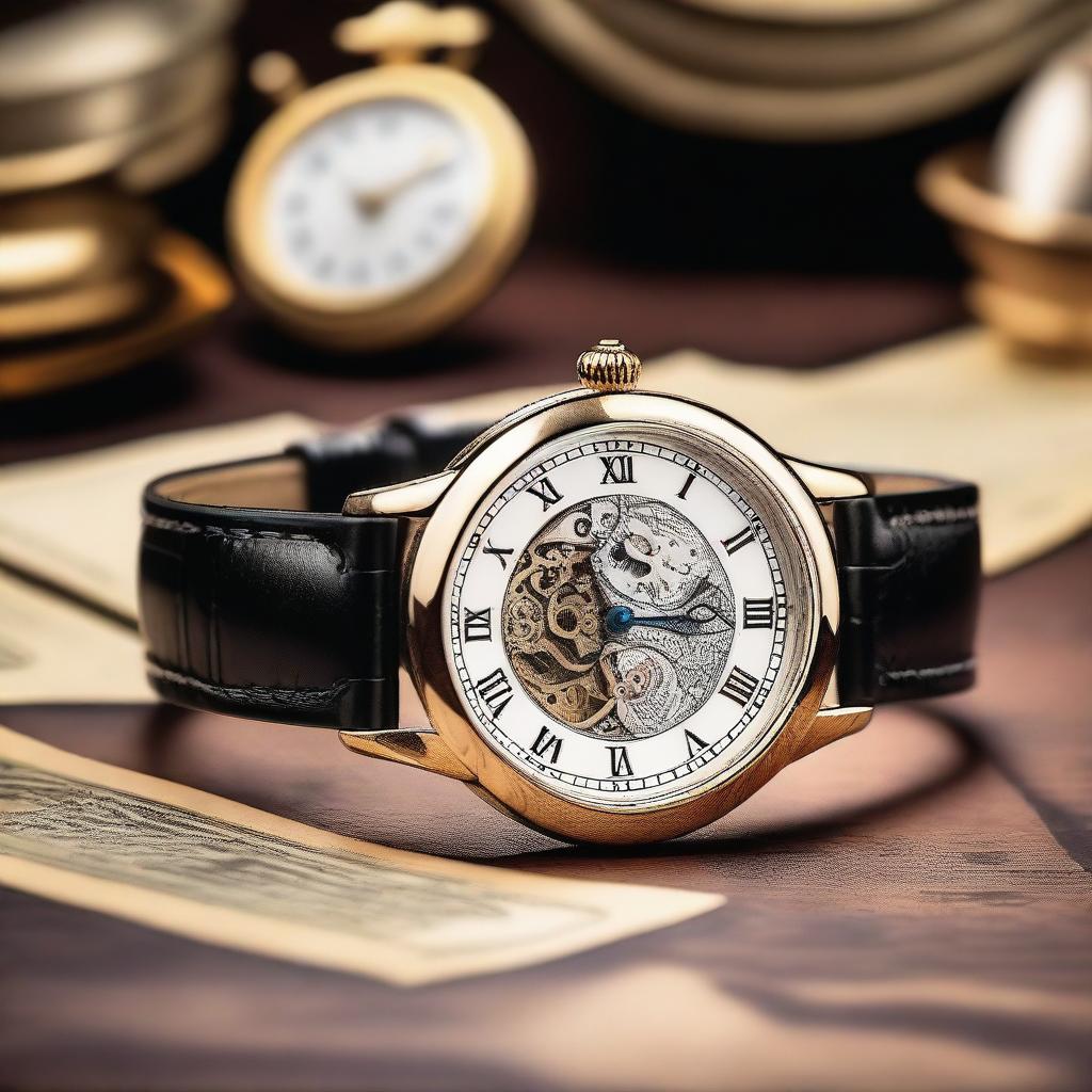 A luxurious vintage watch with old money aesthetics