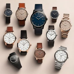 A collection of modern and stylish watch designs, showcasing various styles such as minimalist, classic, and sporty