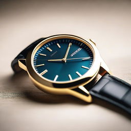 A detailed image of a modern wristwatch with a sleek design