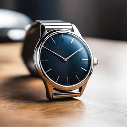 A detailed image of a modern wristwatch with a sleek design