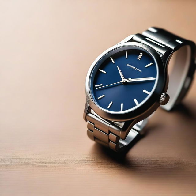 A detailed image of a modern wristwatch with a sleek design