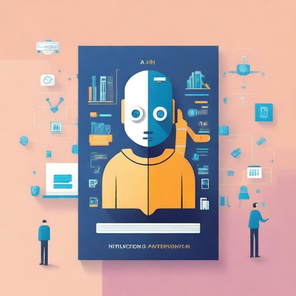 Create an illustrative book cover about the role of AI in higher education