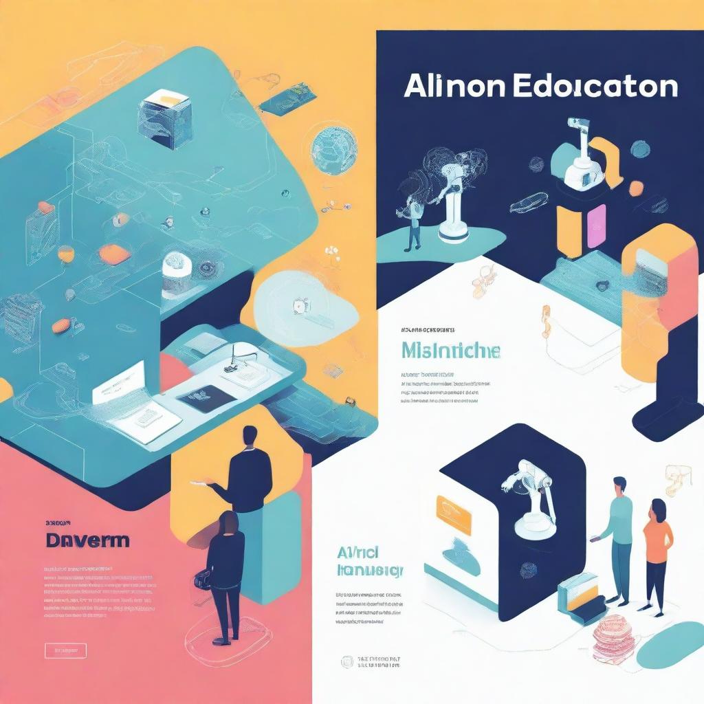 Design an illustrative book cover showcasing the impact of AI in higher education