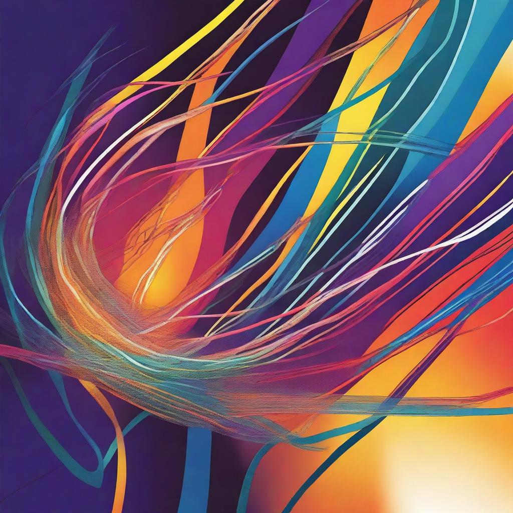 An illustrative and abstract depiction of electrical wires intertwined, with vibrant colors and dynamic lines