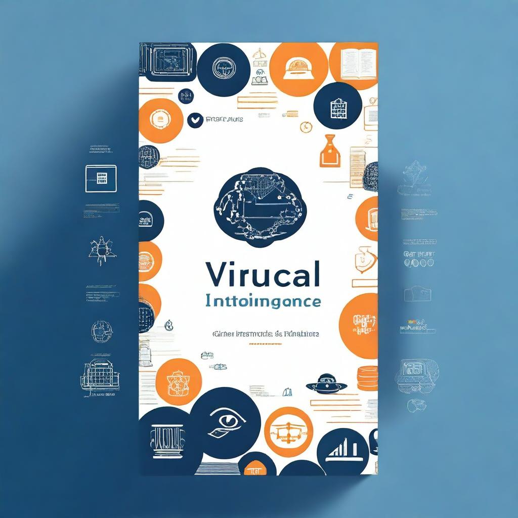 Design a direct and illustrative book cover for a research publication about the usage of virtual intelligence in higher education