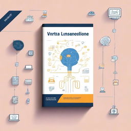 Design a direct and illustrative book cover for a research publication about the usage of virtual intelligence in education