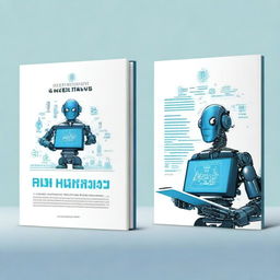 Design a direct and illustrative book cover for a research publication about the usage of virtual intelligence in higher education