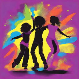 A dazzling and eye-catching t-shirt design featuring three children or adults dancing in unique styles