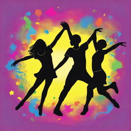 A dazzling and eye-catching t-shirt design featuring three children or adults dancing in unique styles