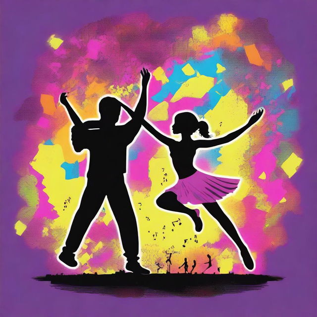 A dazzling and eye-catching t-shirt design featuring three children or adults dancing in unique styles