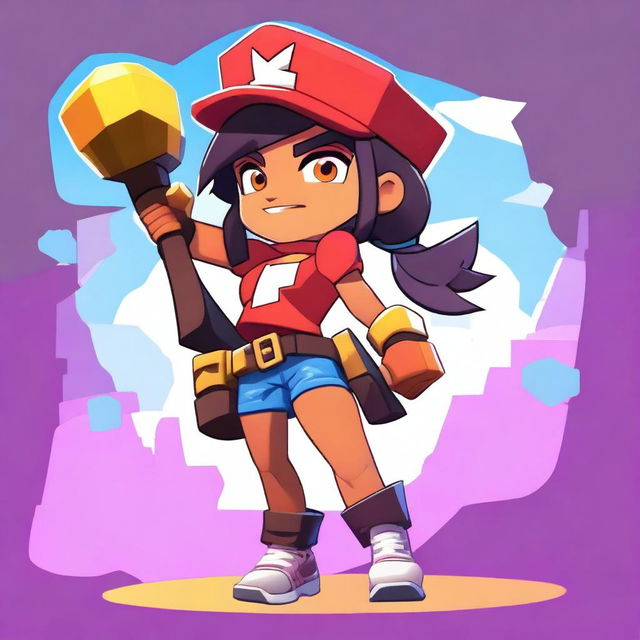 A dynamic and energetic female character named WindJam from the game Brawl Stars, set in the vibrant and action-packed world of Brawlywood