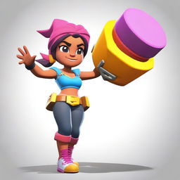 A dynamic and energetic female character named WindJam from the game Brawl Stars, set in the vibrant and action-packed world of Brawlywood