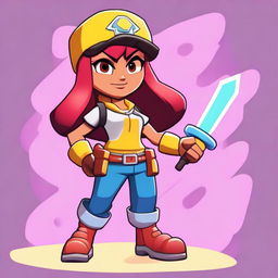 A dynamic and energetic female character named WindJam from the game Brawl Stars, set in the vibrant and action-packed world of Brawlywood